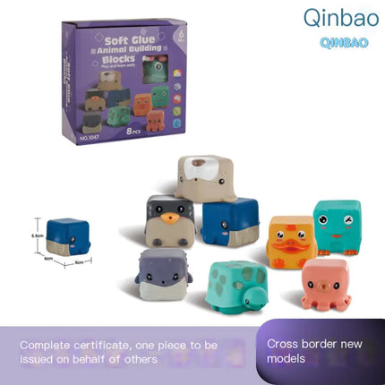 Cognitive Soft Rubber Animal Building Blocks for Toddlers