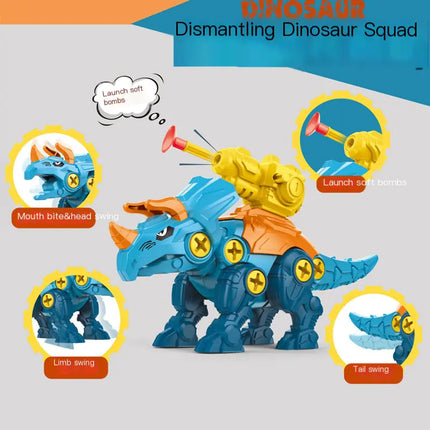 DIY Assembled Dinosaur Egg Toy with Turret Shooting T-Rex