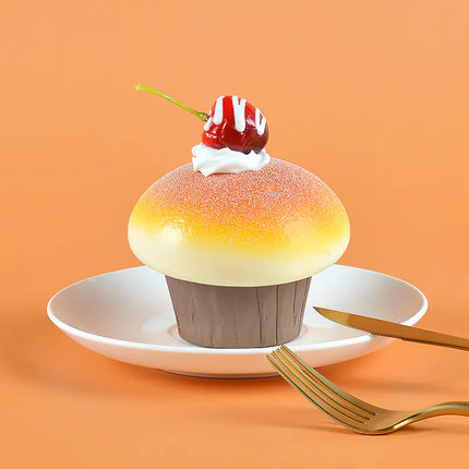 PU Imitation Mushroom Bread Cake with Fake Fruit Decor