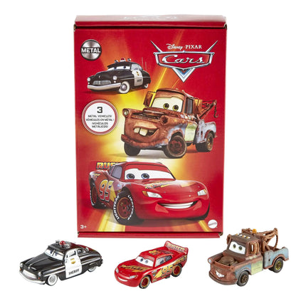 Mattel Disney Pixar Cars Toys Radiator Springs 3-Pack of Die-cast Toy Cars & Trucks with Lightning McQueen Mater & Sheriff