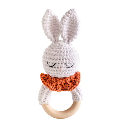 Hand-woven Crochet Rabbit Doll Rattle for Babies
