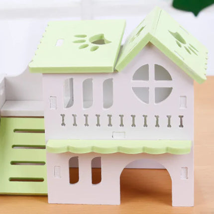 Large Double-Layer Wooden Villa Hamster Toy House