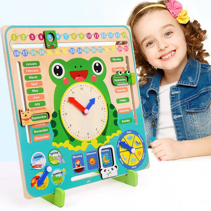 7-in-1 Standing Weather Calendar Clock for Kids