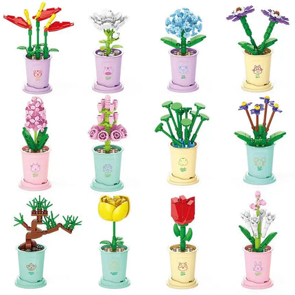 DIY Assembled Rose Bouquet Building Blocks Set