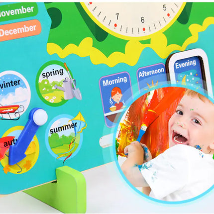 7-in-1 Standing Weather Calendar Clock for Kids