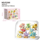 P2300 Flower Basket Collection -8 Full Set with 3-Layer Display Stand Transparent Dust Cover