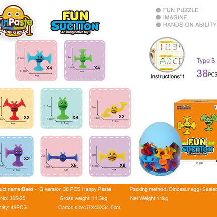 Bees Suction Cups Versatile Building Soft Blocks Toy