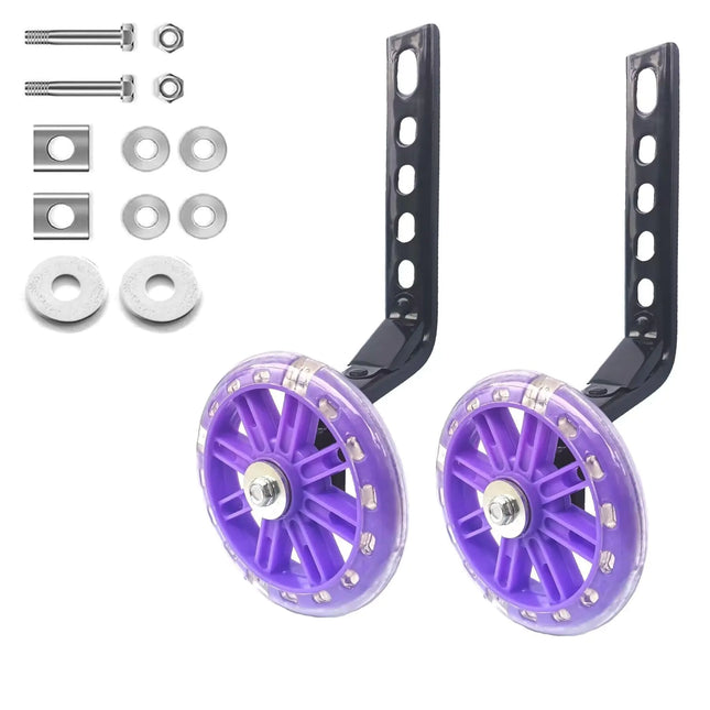Mehome Flash Bike Training Wheels for 12 14 16 18 20 Inch.Training Wheels for Kids Bike is Heavy Duty.Bicycle Training Wheels is Suitable Single Speed Bike (Purple)