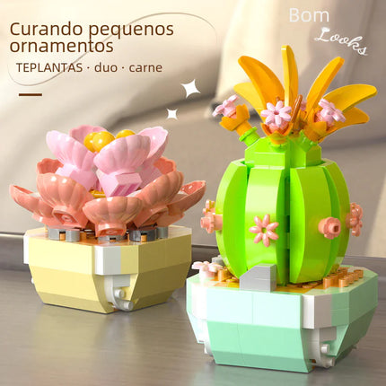 Faux Flower Series Succulent Garden Building Blocks