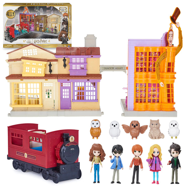 Wizarding World Harry Potter Amazon Exclusive Deluxe Diagon Alley & Hogwarts Express 4 Playsets in 1 with Lights & Sounds 5 Figures 33 Accessories