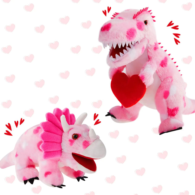 Deekin 2 Pcs Pink Dinosaurs Valentines Day Stuffed Animals Kawaii Dinosaur Plush Gifts Holding Heart Dinosaurs Toy for Valentines Day Party Decor Birthday Gifts Baby Shower Party (Lovely)